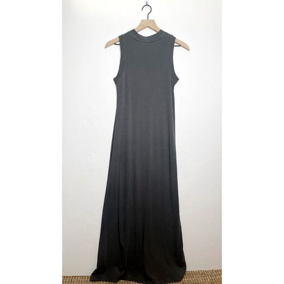 Richer Poorer Ribbed Column Maxi Dress Dark Gray Size XS High Neck Sleeveless - Picture 5 of 7